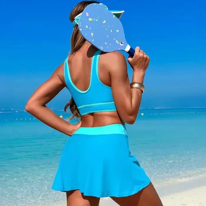 Ensembles de Bikini taille haute pour femmes maillots de bain deux pièces sportifs maillots de bain à découpe 2 pièces maillots de bain coupe bloc de couleur Bikinis d'été