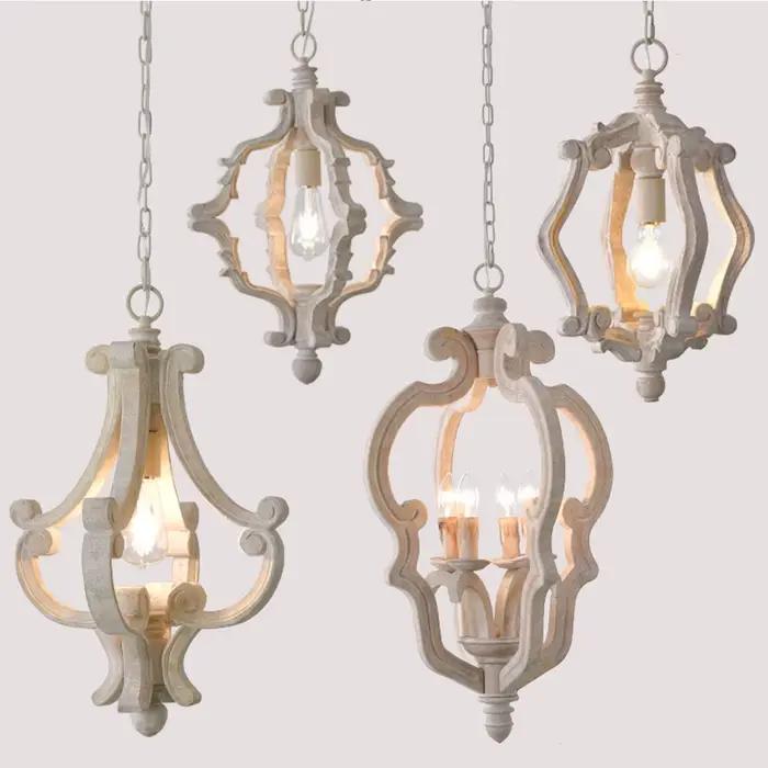 Loft lustre en bois Suspension lumière Antique nordique lampe suspendue américain rétro