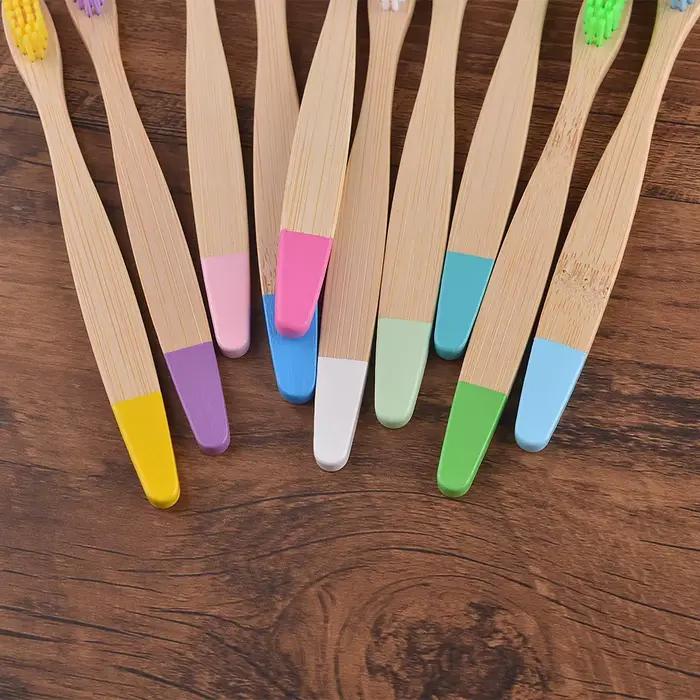 Enfants 10 pièces brosse à dents en bambou coloré poils en Nylon brosse à dents de peinture écologique enfants Arosse a Dent Bambou dent végétalienne dentaire