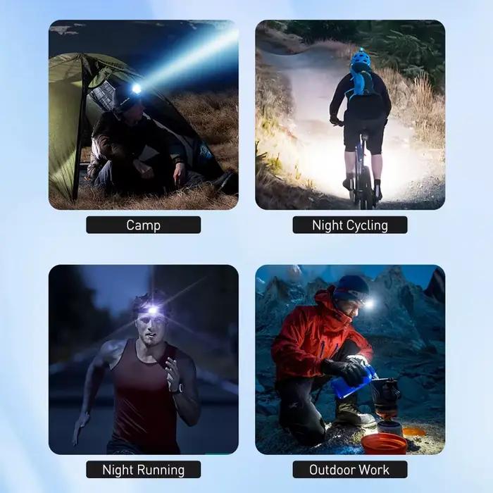Lampe Frontale LED Rechargeable et à Charge Rapide, Projecteur Grand Angle observateur pour le Camping, la html, la Pêche, la Nuit, le Travail en Plein Air