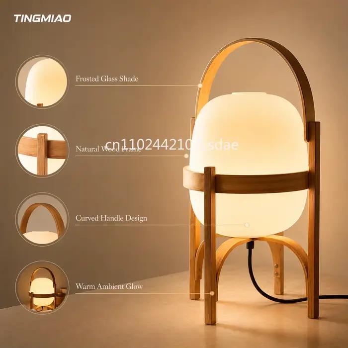 Lampe de sol en bois de style japonais pour salon et bureau