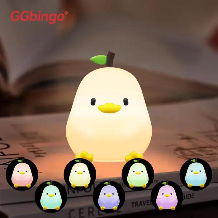 Capteur tactile RGB LED veilleuse mignon poire canard Hamster lampe en Silicone pour enfants USB Rechargeable chambre éclairage de chevet