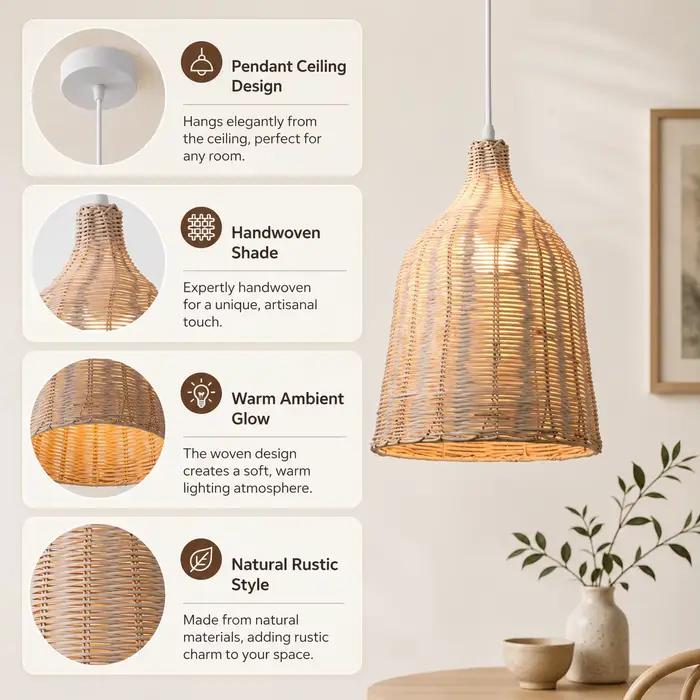 Lampe suspendue artisanale en bambou JOYINLED