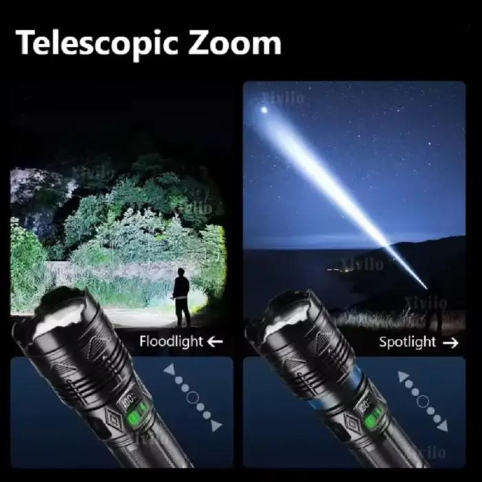Lampes de poche ultra puissantes 998000000LM, lampe super lumineuse, lampe torche LED rechargeable, tactique, pour l'aventure en plein air, la pêche, le camping