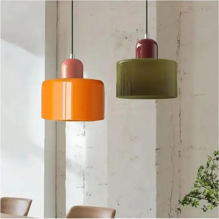 Lampes suspendues en verre coloré nordique Led