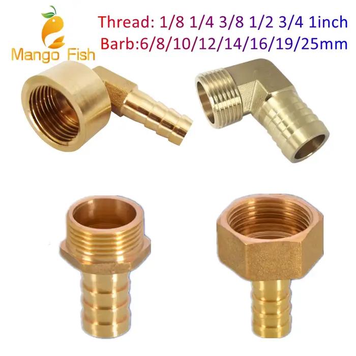 Raccord de tuyau en laiton 6/8/10/12/14/16/19/25mm, queue de barbe 1/8 "1/4" 3/8 "1/2" 3/4 "1" BSP mâle femelle filetage connecteur en cuivre coupleur