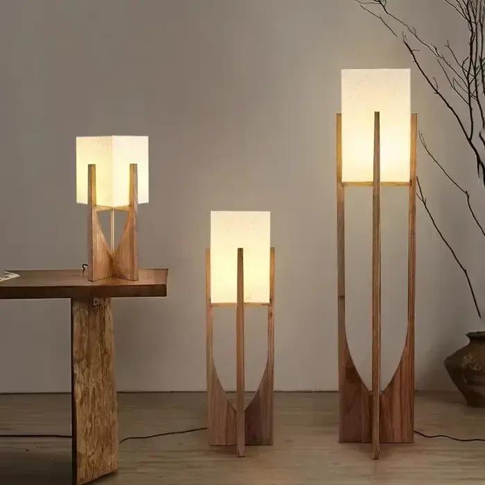 Lampadaire moderne nordique lampe sur pied japonaise en bois massif pour salon chambre hôtel