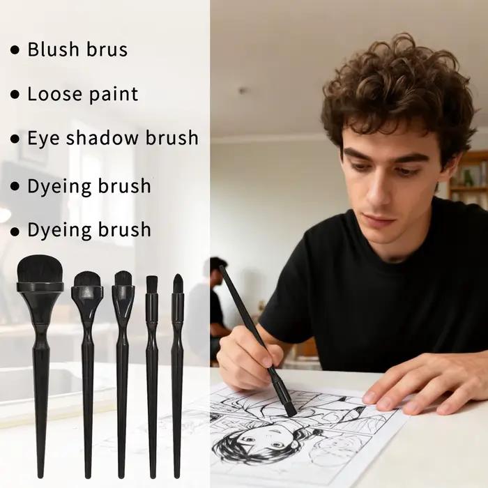 Pinceaux de mélange pour dessin au charbon de bois, 5 pièces, fournitures de peinture, pinceaux de peinture à l'encre pour étudiants en art, enseignants professionnels
