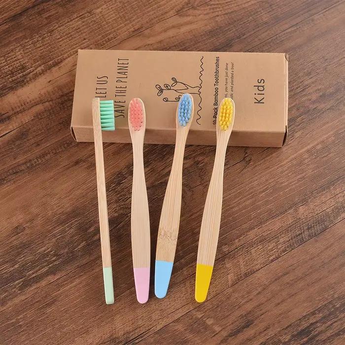 Enfants 10 pièces brosse à dents en bambou coloré poils en Nylon brosse à dents de peinture écologique enfants Arosse a Dent Bambou dent végétalienne dentaire