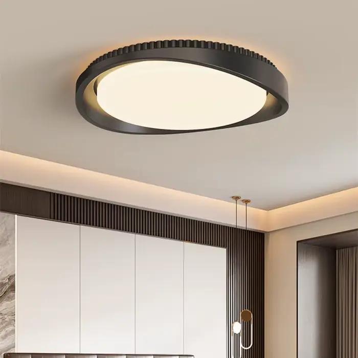 Lampe plafonnier moderne à LEDs en fer pour chambre salle de bain cuisine couloir balcon éclairage quotidien adaptable à intensité variable et télécommande