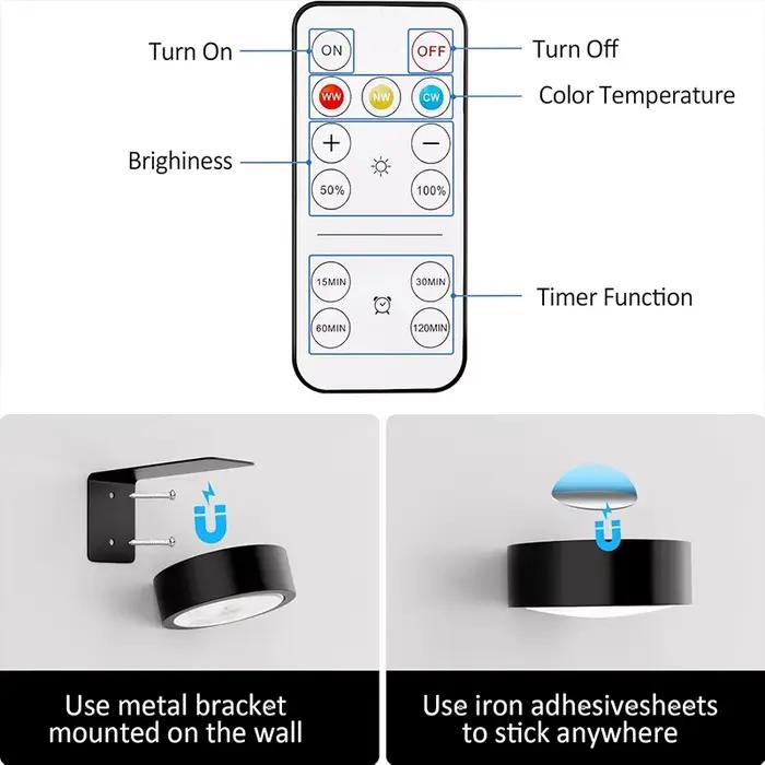 Lampes LED Magnétiques avec 3 Modes de Couleur et Intensité Réglable pour Montage Mural - Super-Cheese