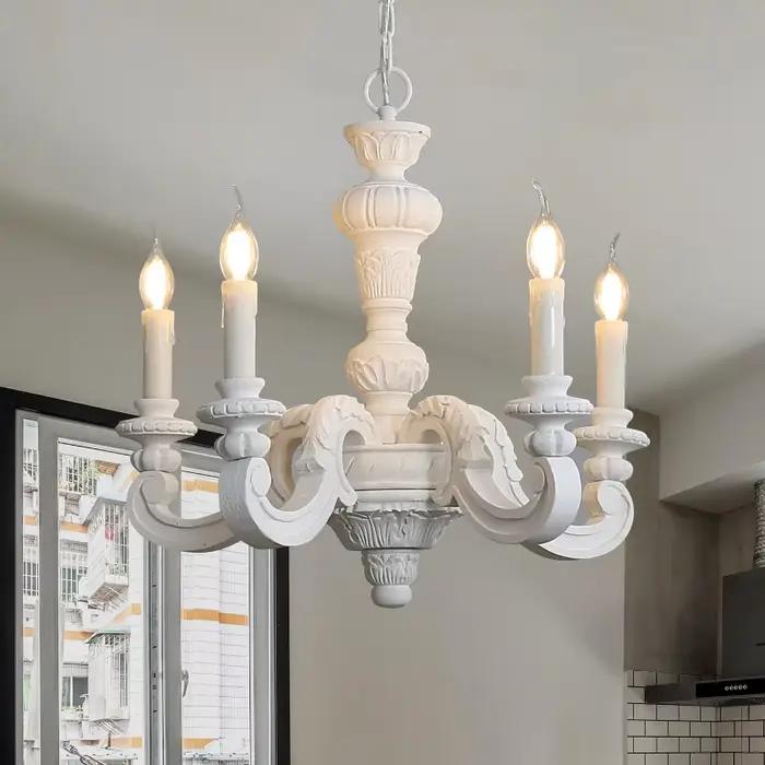 Lustre rétro en bois, lampe suspendue de style européen vintage pour salon