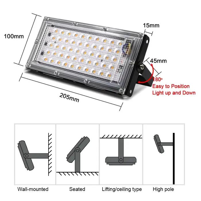 LED grandir lumière Phyto lampe AC 220V 50W LED spectre complet projecteur intérieur extérieur serre plante hydroponique plante projecteur
