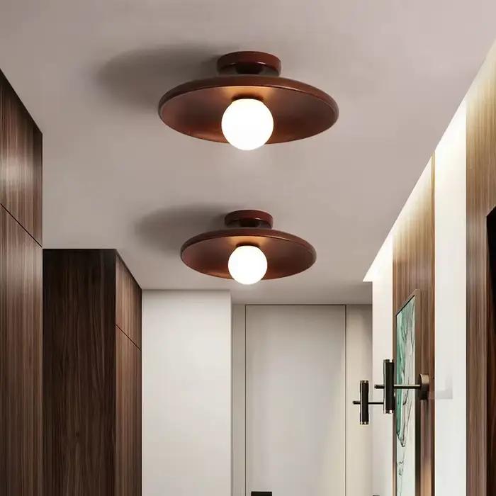 Plafonnier nordique rond en bois moderne pour chambre à coucher entrée couloir enfant et autres pièces occasionnels décoration intérieure élégante chaleur naturelle