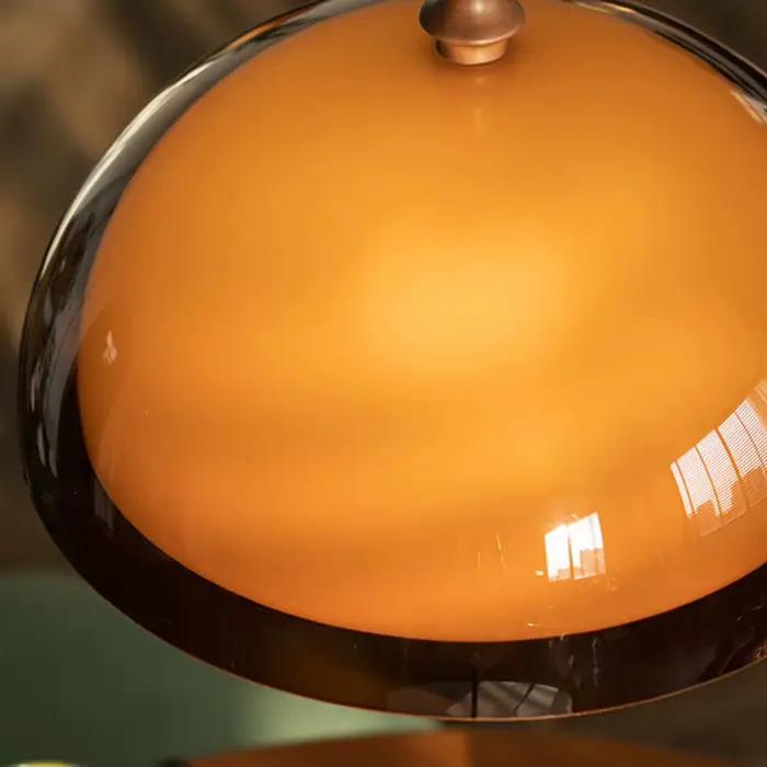 Lampe suspendue en acrylique marron avec abat-jour en bois foncé