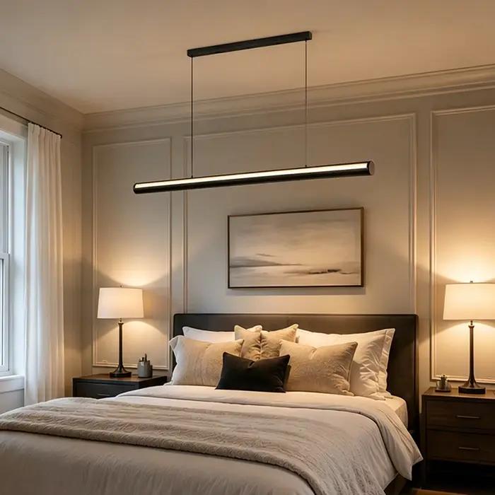 Lustre linéaire italien noir à LED pour restaurant