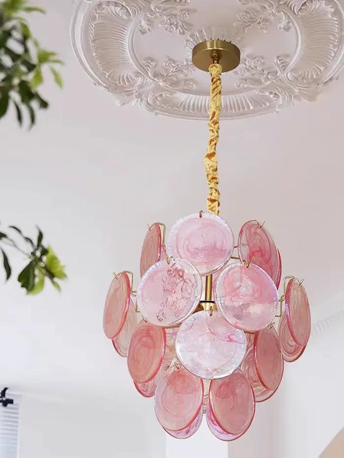Plafonnier LED Vintage en Verre Rouge Design Art Déco Chandeliers Lustres Installation Semi-Encastrée Occasions Spéciales