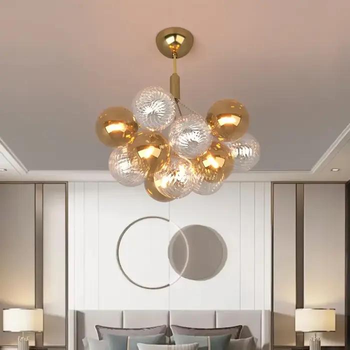 Moderne multicolore boule de verre suspension créative chambre d'enfants LED lustre salon