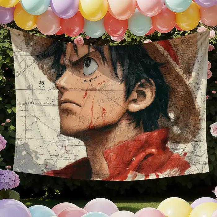 Drapeaux décoratifs One Piece-E Luffy, bannières décoratives adaptées au camping en plein air, aux fêtes de famille et aux murs de jardin, cadeau