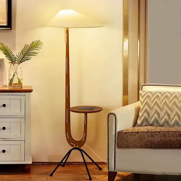 Lampe sur pied ARC moderne en bois rétro pour salon