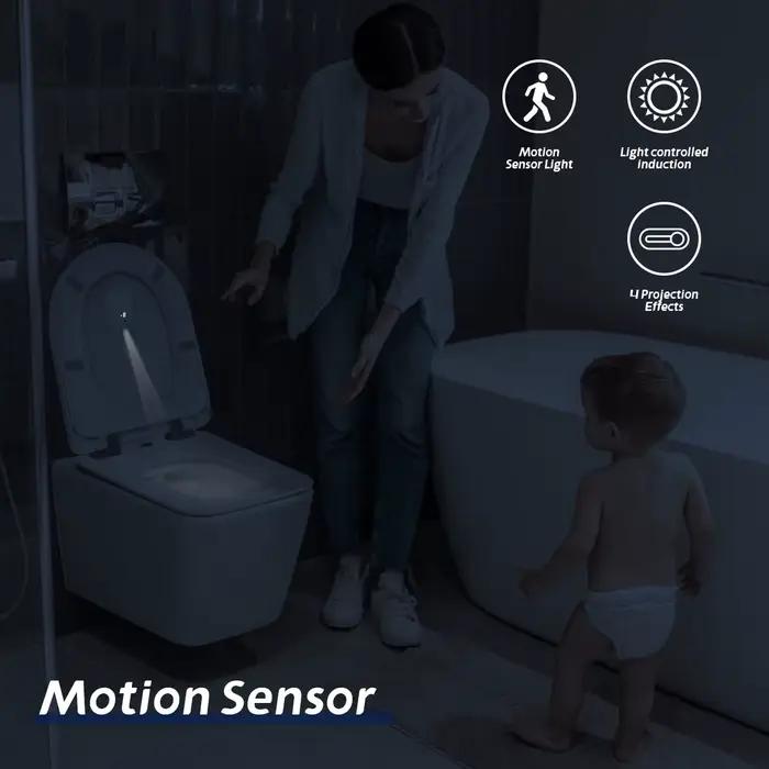 Lampe de projection pour toilettes, lampe LED créative à détecteur de mouvement pour toilettes, éclairage de fond de cuvette, lampe à capteur pour siège de toilettes