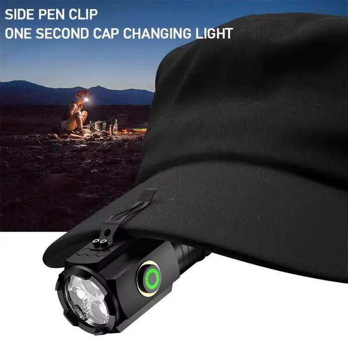 Mini lampe torche LED portable puissante, torche de poche étanche pour la randonnée et le camping, avec clip pour stylo et aimant à l'arrière