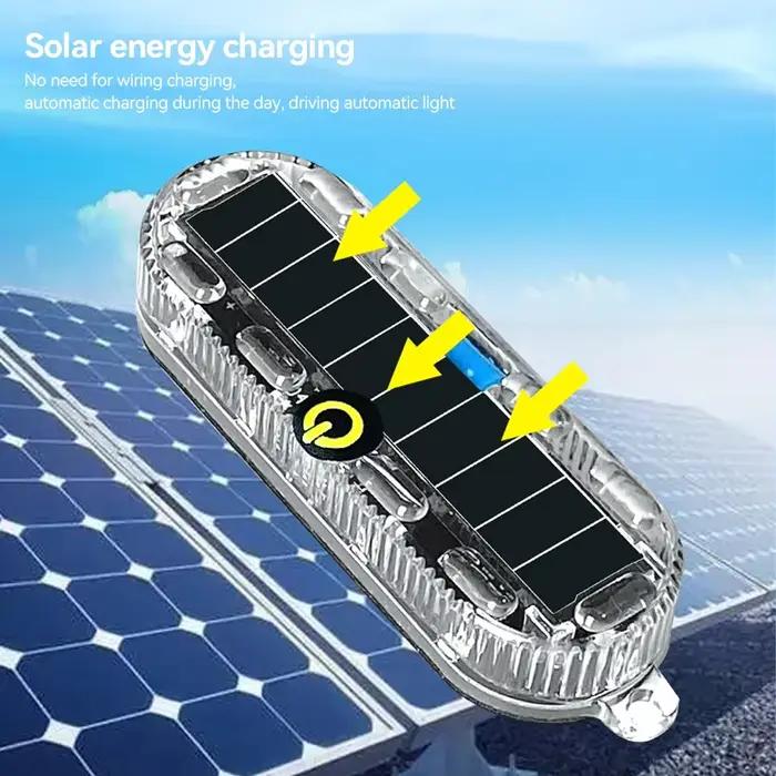 Lumière stroboscopique solaire d'avertissement de voiture, lumière d'urgence automatique, feu arrière de frein de camion de moto électrique, feux clignotants étanches