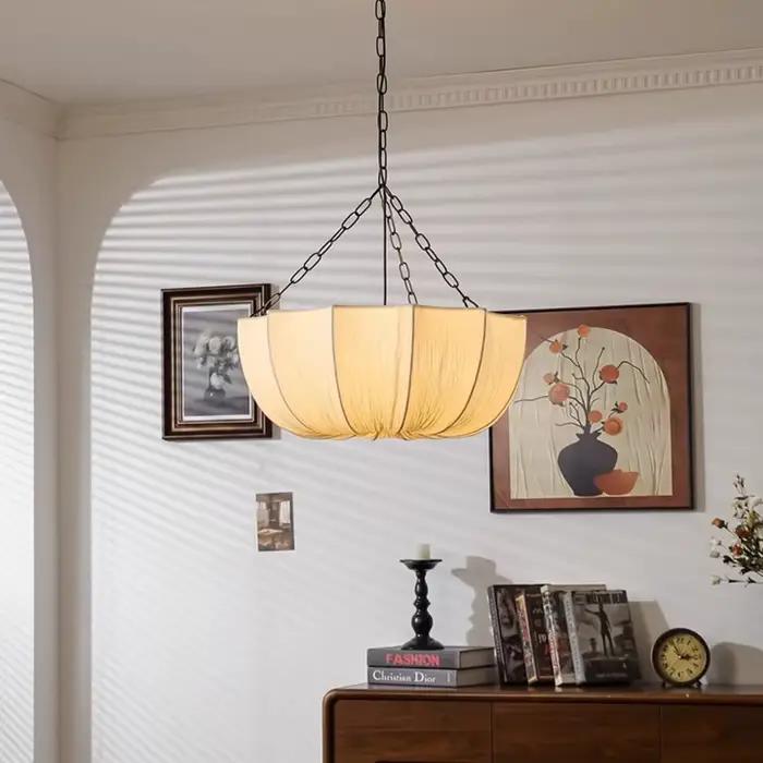 Japonais Wabi Sabi rétro tissu pendentif lumières salon salle à manger Lustre éclairage décor à la maison chambre