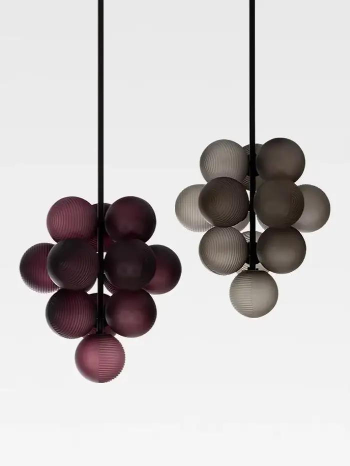 Post-moderne raisin lampe série personnalité décor à la maison élégant LED lustres créatif violet ondulation chambre boule pendentif lumières