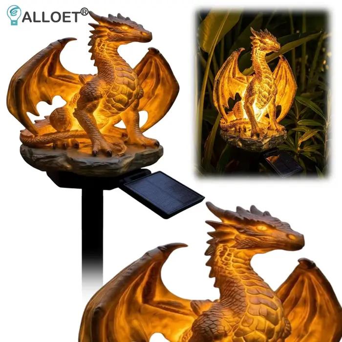 Lampe solaire de jardin Dragon, économe en énergie, figurine de dragon, forme gothique unique pour la décoration de la maison, de la cour, de la pelouse, du porche, du balcon