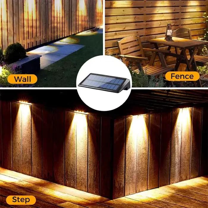 Appliques murales solaires 4 LED modernes pour clôtures et ponts durables résistantes aux intempéries idéales pour soirées et événements extérieurs