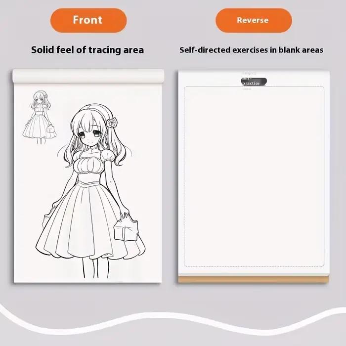 Livre de dessin de lignes de personnages d'anime pour débutants | Carnet de croquis de 48 pages avec lignes de base | Idéal pour les caricaturistes et les stylistes de dessins animés