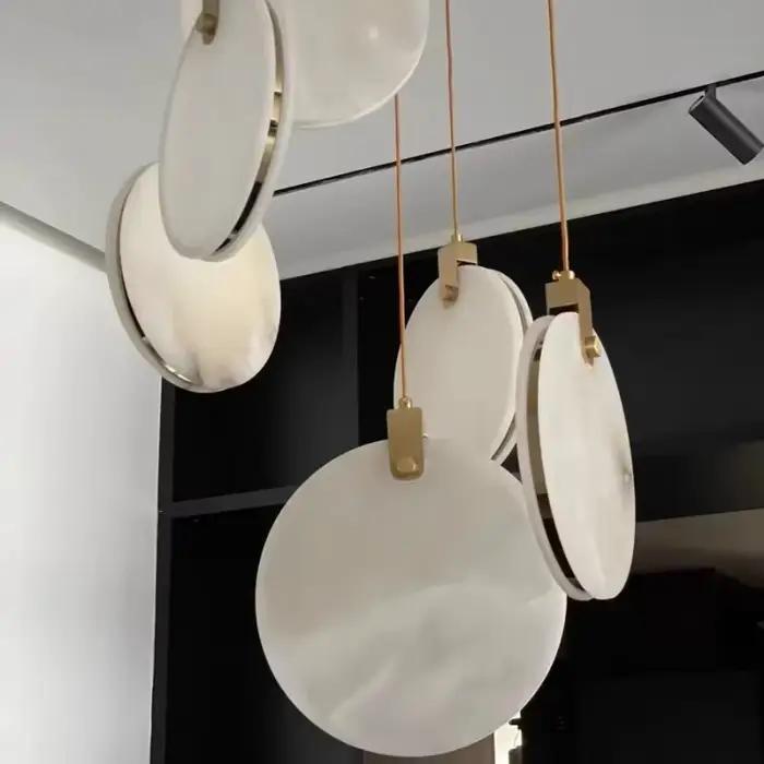 Lampe LED Suspendue en Marbre au Design Moderne