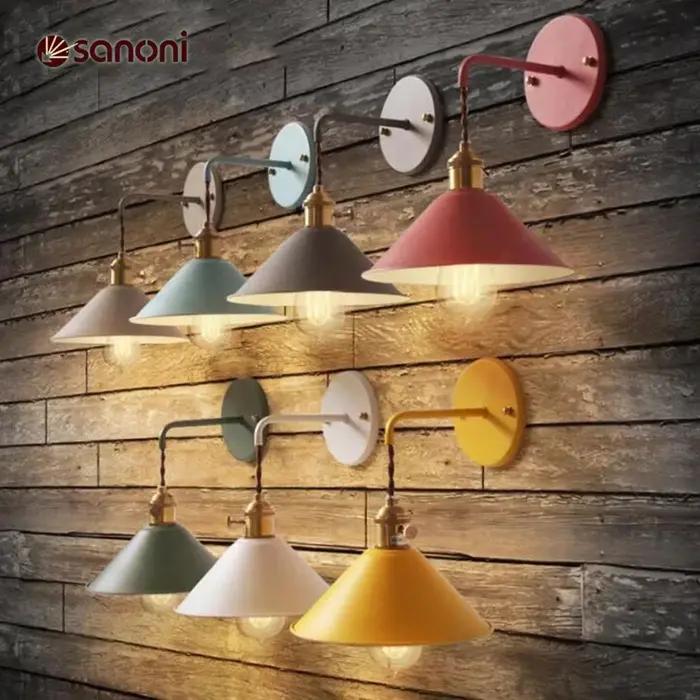 Applique murale rétro lampe de chevet nordique Macaron coloré avec interrupteur