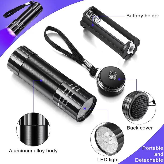 Mini lampe de poche UV lampe ultraviolette 395-400nm lampes de poche à lumière noire torche UV détecteur de lumière UV pour tache d'urine animale de compagnie tache sèche