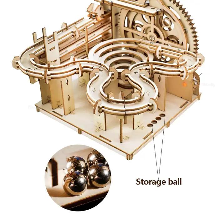 Puzzle 3D en bois, bricolage, Kits de construction de modèles manuels mécaniques, jouets à assembler, ensemble de course en marbre avec 4 boules, cadeaux pour enfants et adultes