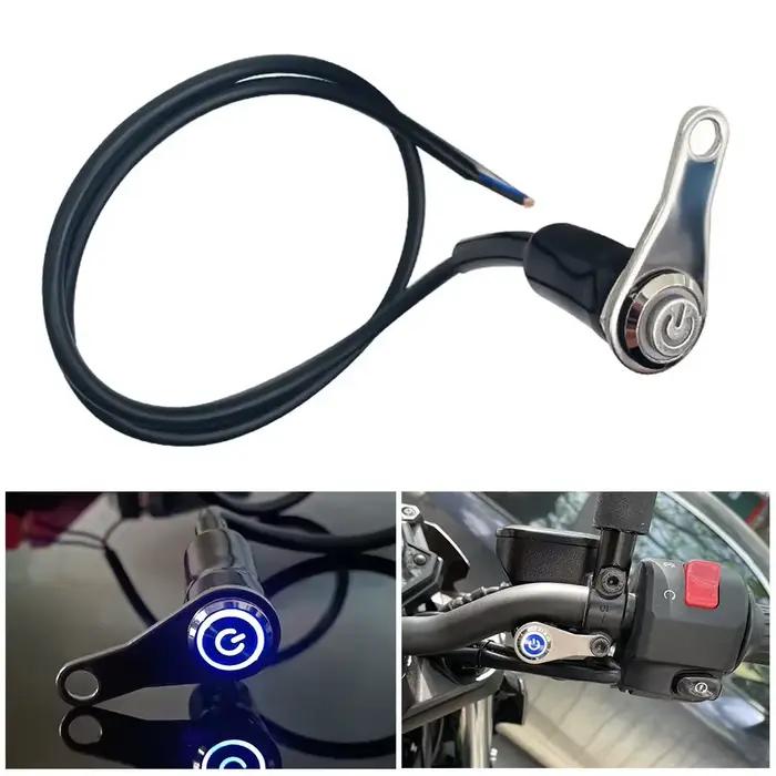 Joli LED étanche pour guidon de moto, marche et arrêt, support en alliage d'aluminium, phares antibrouillard, klaxon de vélo de route, interrupteur à bouton-poussoir, 12V