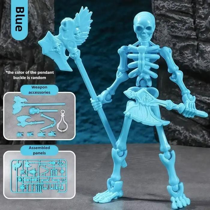 Figurine d'action squelette tridimensionnelle multi-articulable, modèle de crâne mobile, jouets d'assemblage de squelette multicolore portables