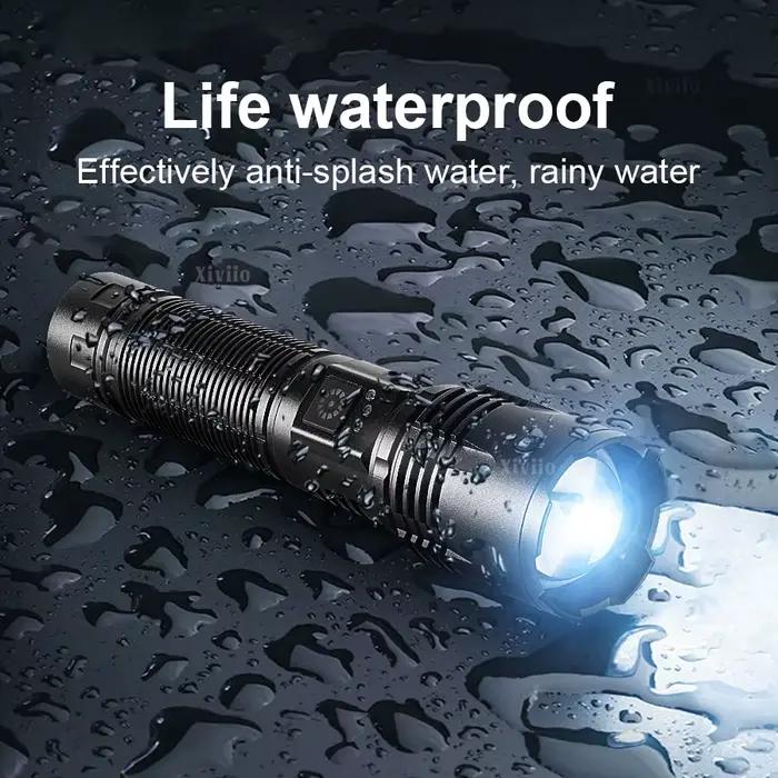 Lampe de poche Ultra puissante 1200W, lumière forte, Rechargeable, lanterne tactique, longue portée, Camping, randonnée, torche haute puissance