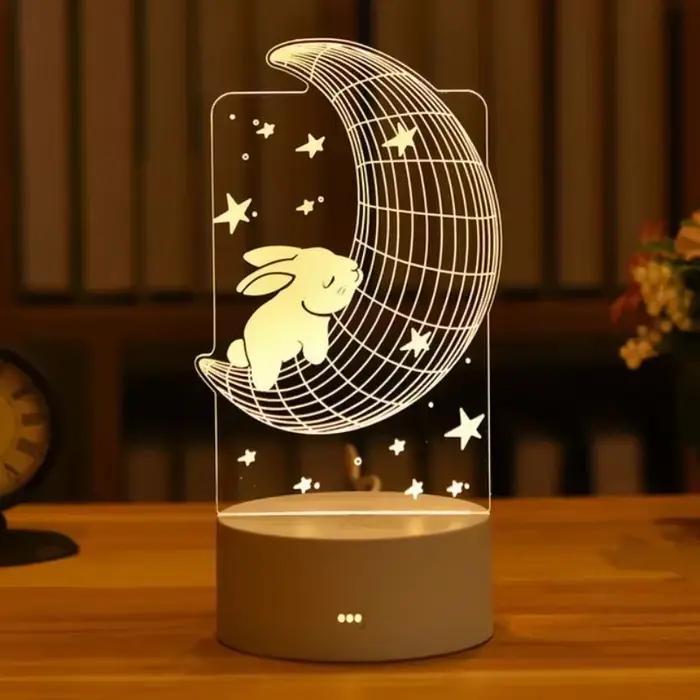 Lampe LED en acrylique 3D Love Romantic pour la maison veilleuse pour enfants décoration de mariage fête d'anniversaire lampe de chevet du jour de Léon