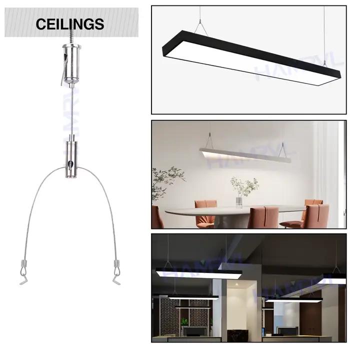 Suspension de lumière réglable en acier avec câbles de 1.5m pour aquariums, panneaux d'affichage, lustres de corail et éclairage de cadre photo occasions spéciales