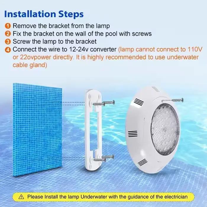 Lumières LED pour piscine RGB AC12V 12W 18W 25W 35W 45W, lampe étanche IP68 avec télécommande pour fête à la piscine