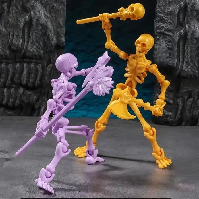 Figurine d'action squelette tridimensionnelle multi-articulable, modèle de crâne mobile, jouets d'assemblage de squelette multicolore portables