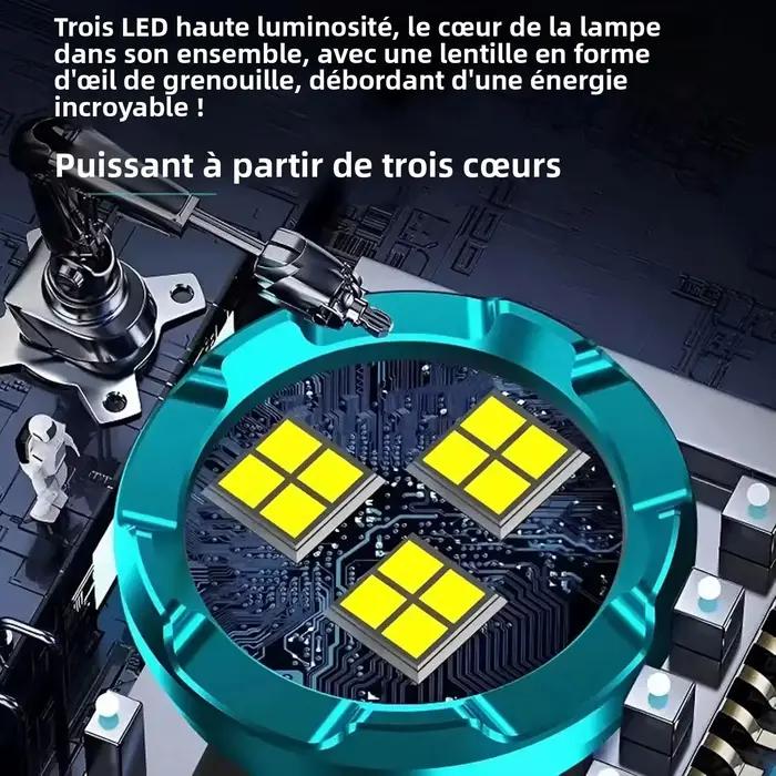 Lampe de poche puissante et super lumineuse, chargeur USB C, torche étanche à luminosité réglable pour le camping, la randonnée et les situations d'urgence