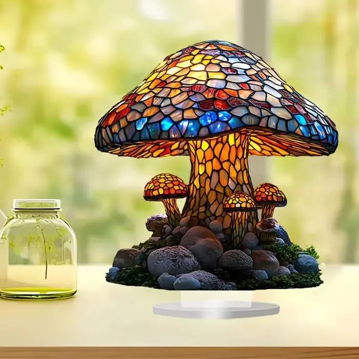 1 lampe en forme de champignon en acrylique de style bohème contemporain