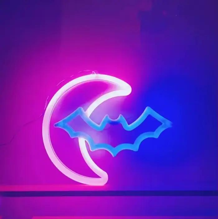 LED lumineux néon nuit manette de jeu feu lune étoile signe modélisation lampe chambre mur Art décoration en gros noël anniversaire mariage