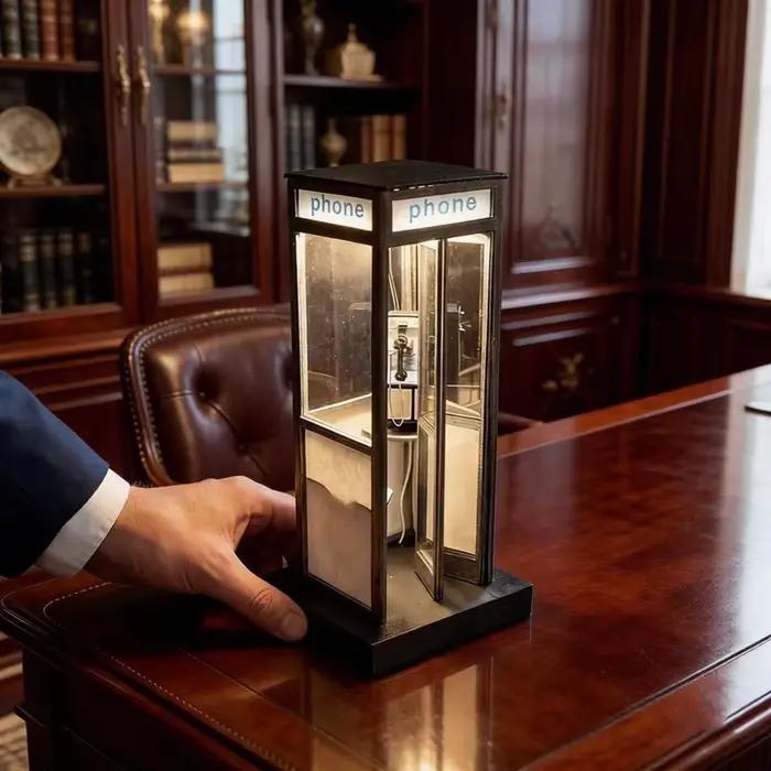 Lampe de bureau vintage en forme de cabine téléphonique