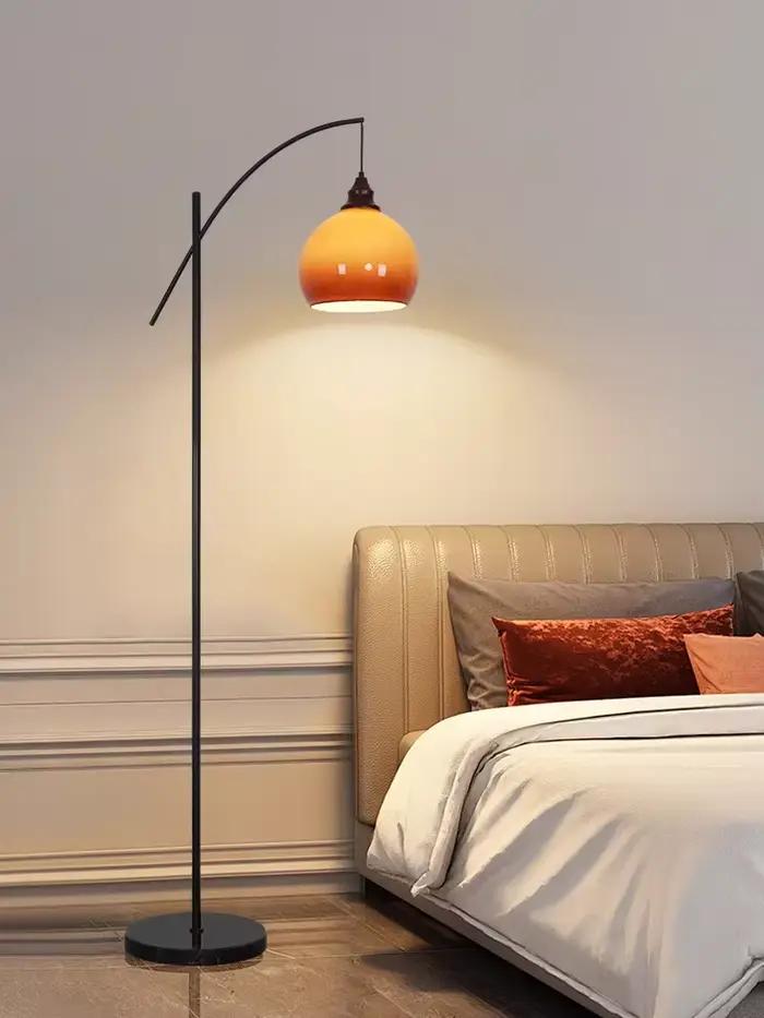 Abat-jour en verre Orange lampadaire rétro pêche lampadaires pour salon canapé chambre étude éclairage sur pied E27 décor à la maison