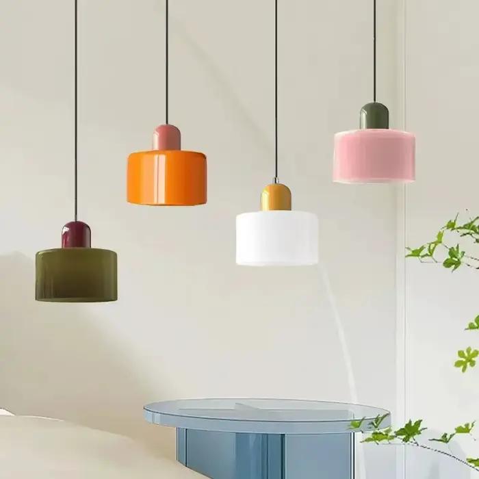 Lampes suspendues en verre coloré nordique Led