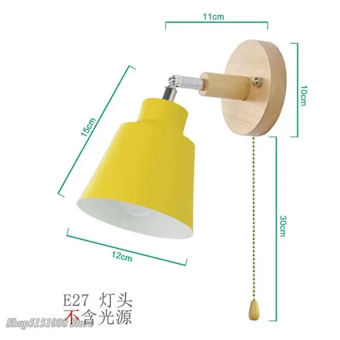 Appliques murales nordiques en bois avec interrupteur à fermeture éclair applique murale moderne chambre lampe de